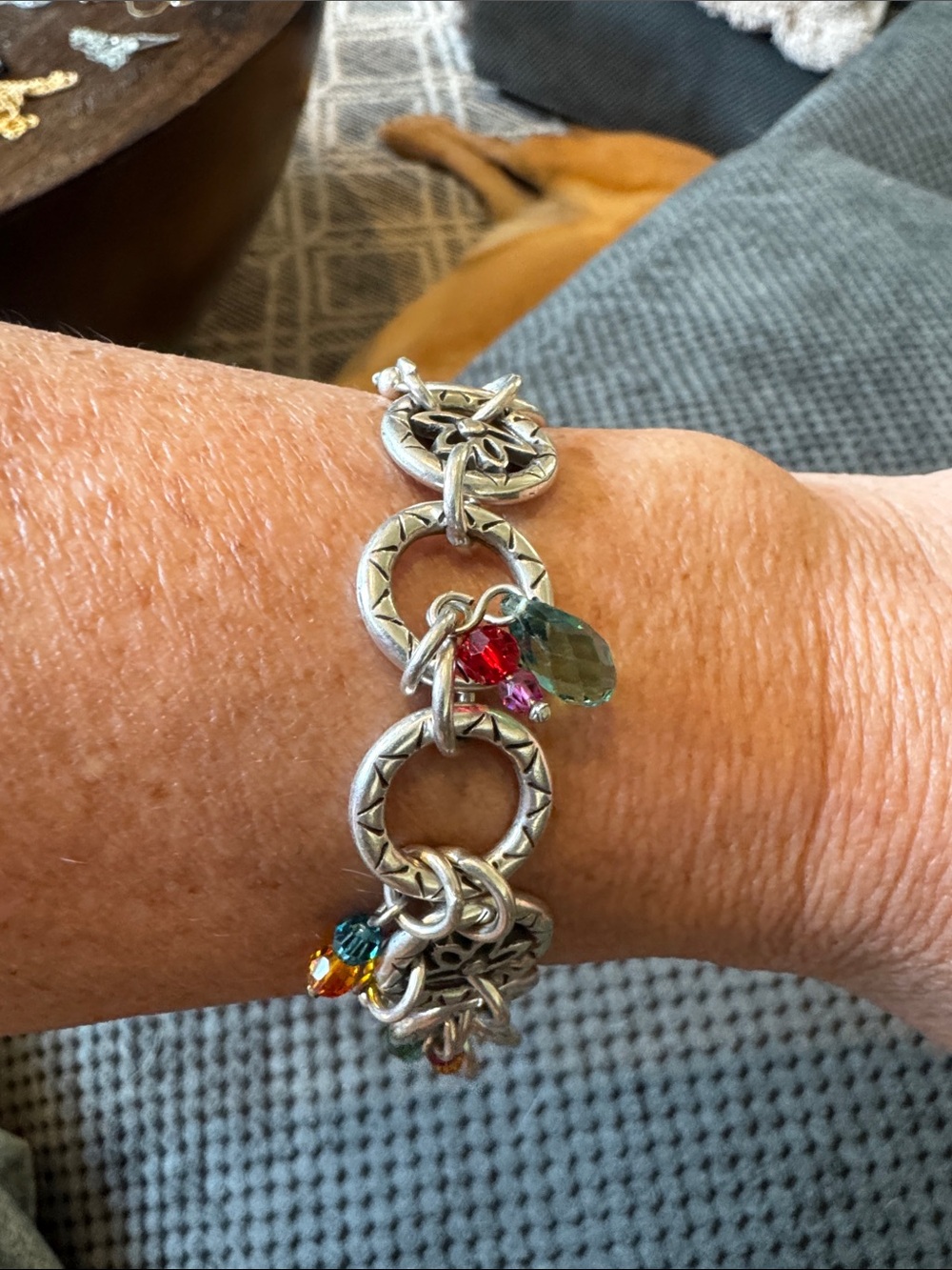 Brighton  Silver Multi-Color Charm Link Bracelet - Picture 7 of 8
